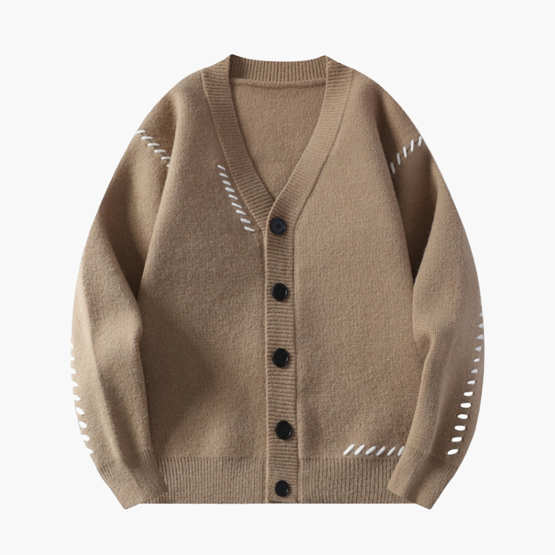 Herre cardigan i strik med knaplukning