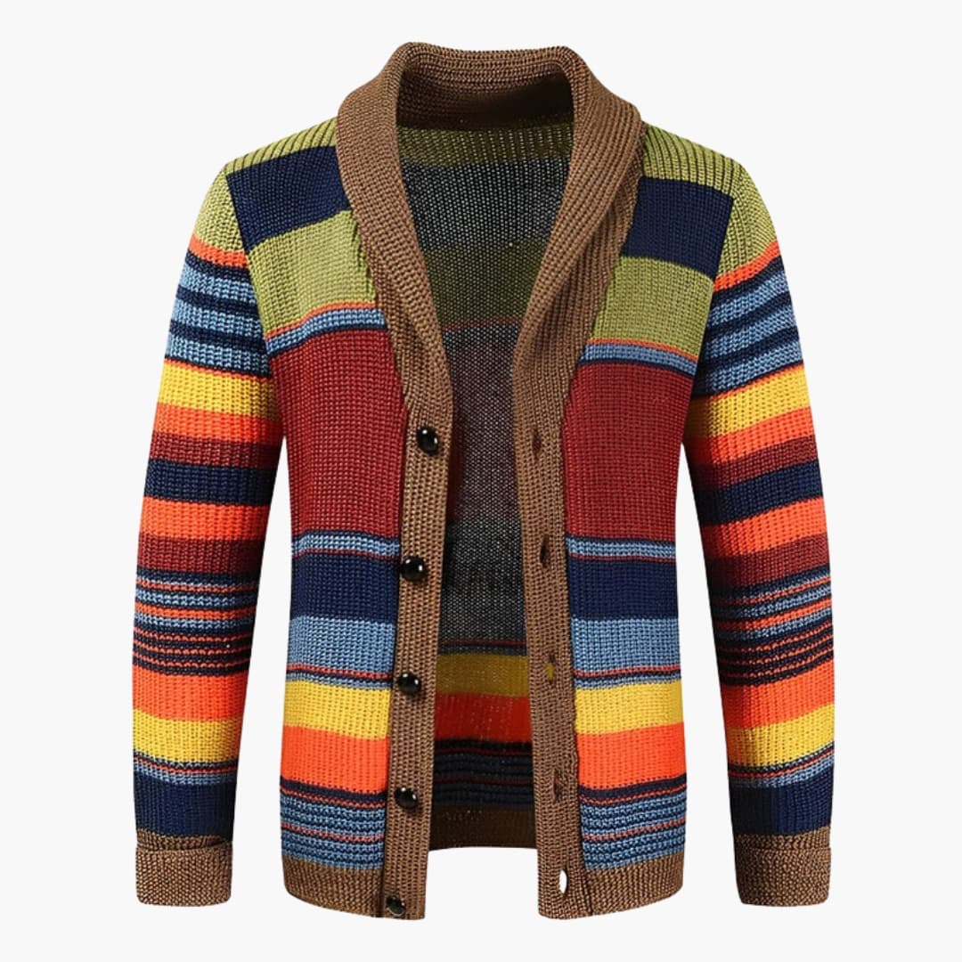 Herren Retro-Cardigan mit Farbblock und Knopfverschluss