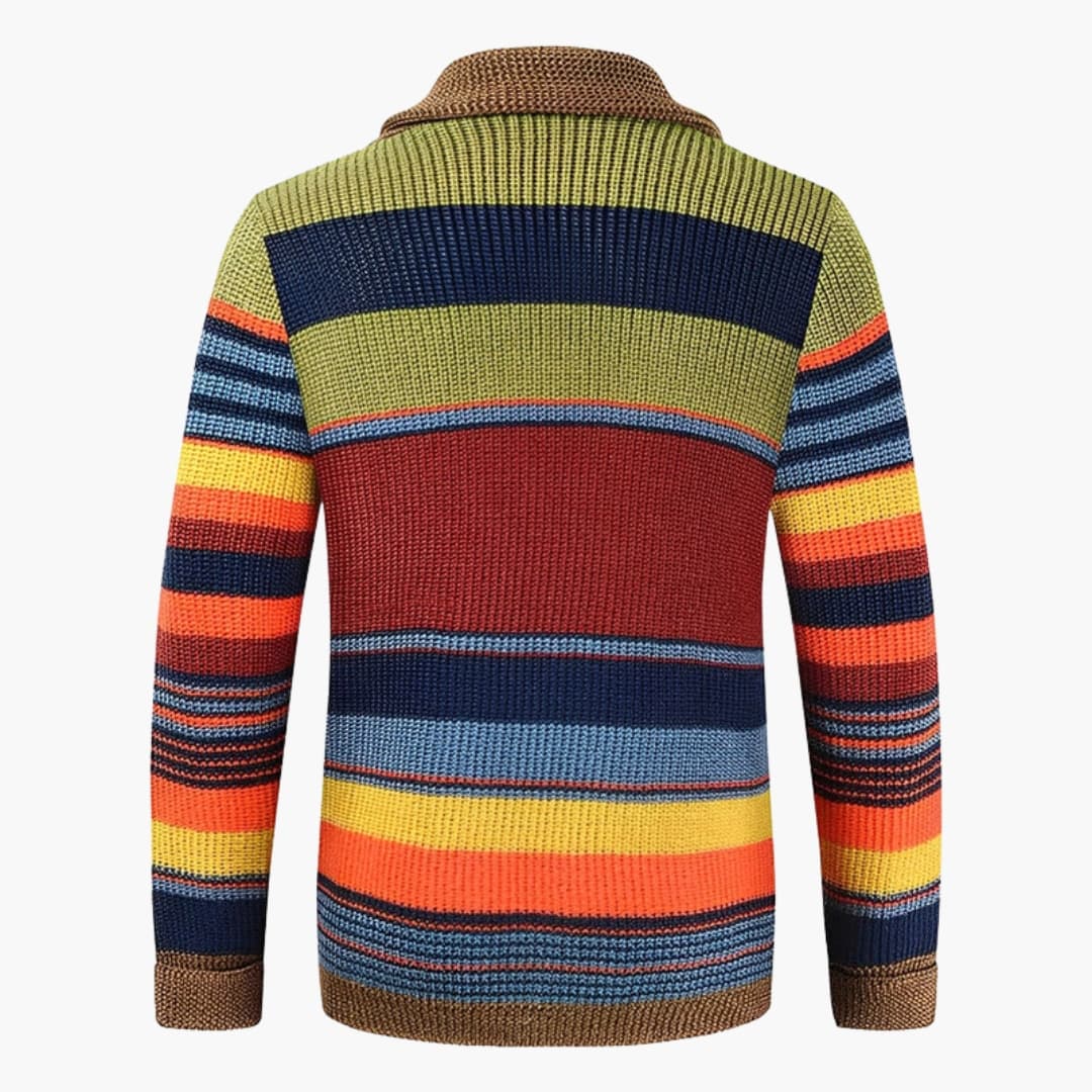 Herren Retro-Cardigan mit Farbblock und Knopfverschluss