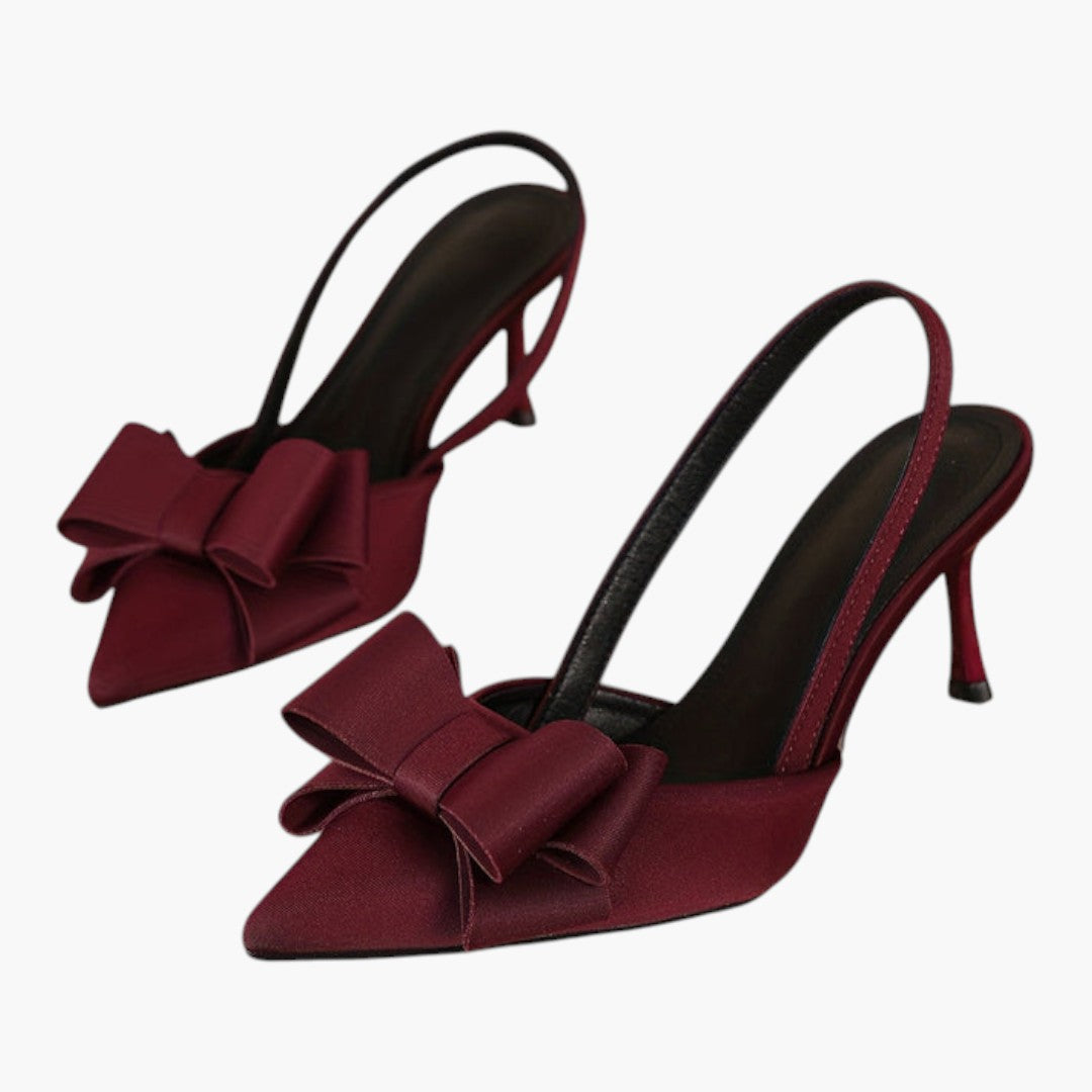 Zapatos de mujer con tacón de aguja, punta puntiaguda y lazo