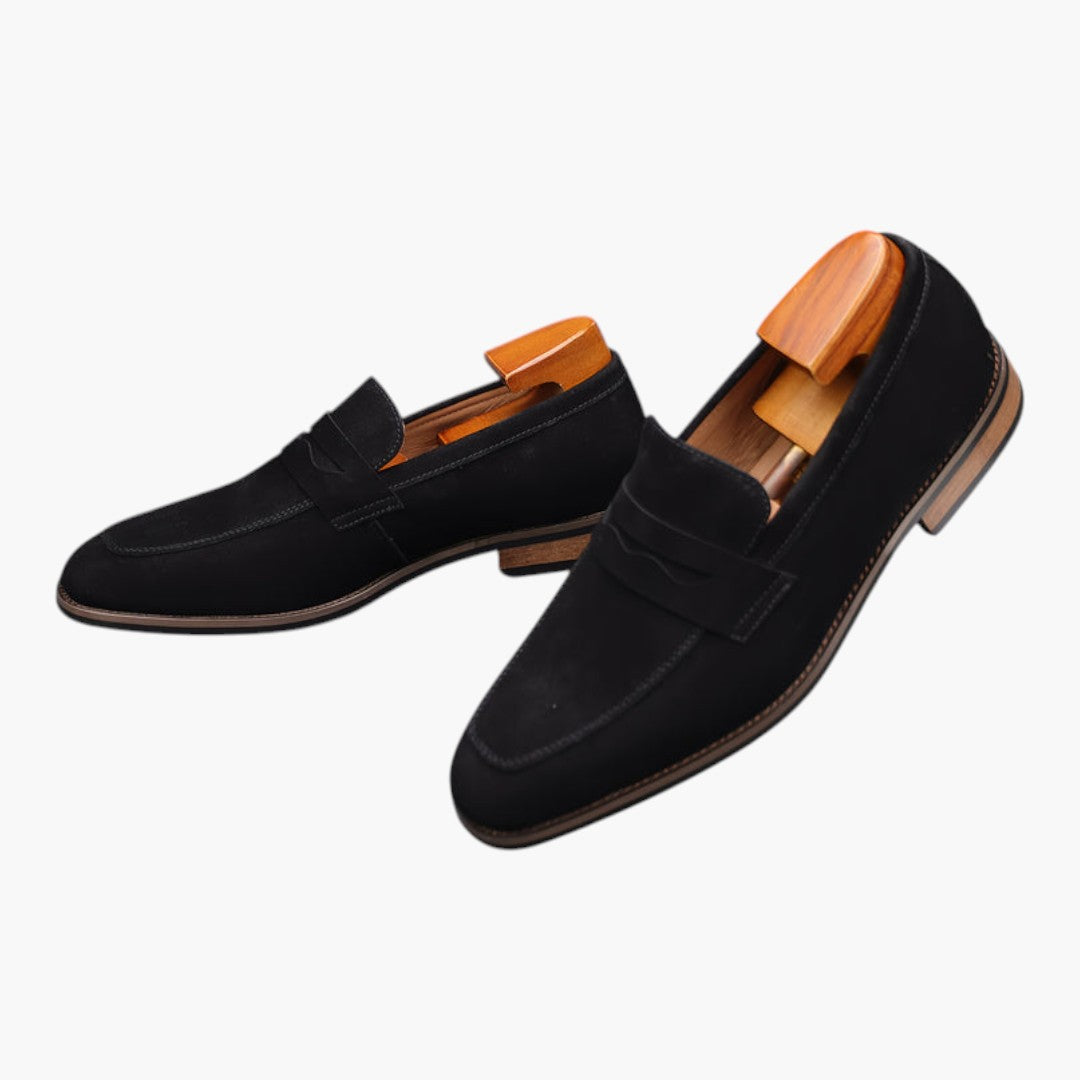Sapatos Homem Slip On com Biqueira Redonda e Sola de Borracha