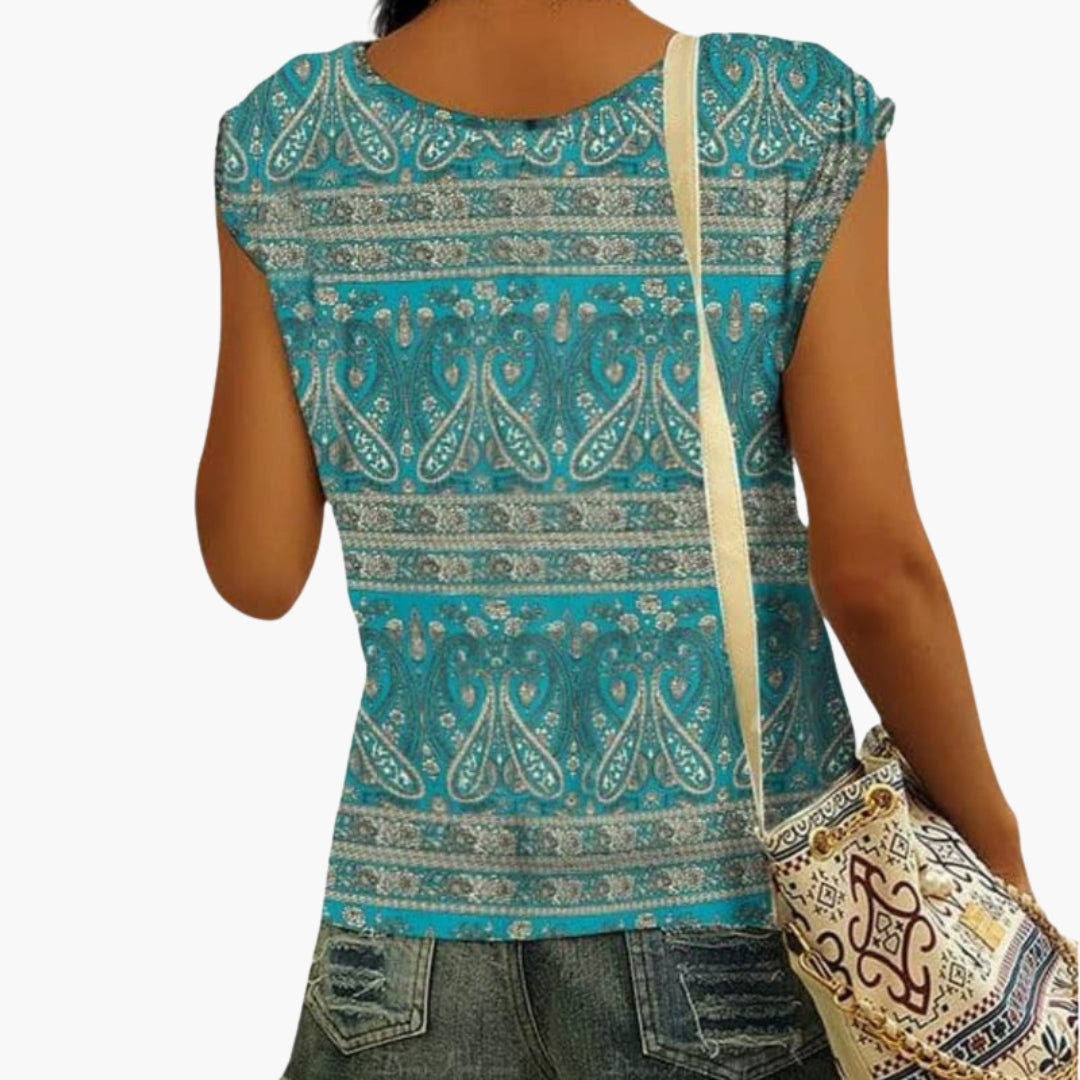 Chemise Femme avec Col en V et Manches Courtes Kimono