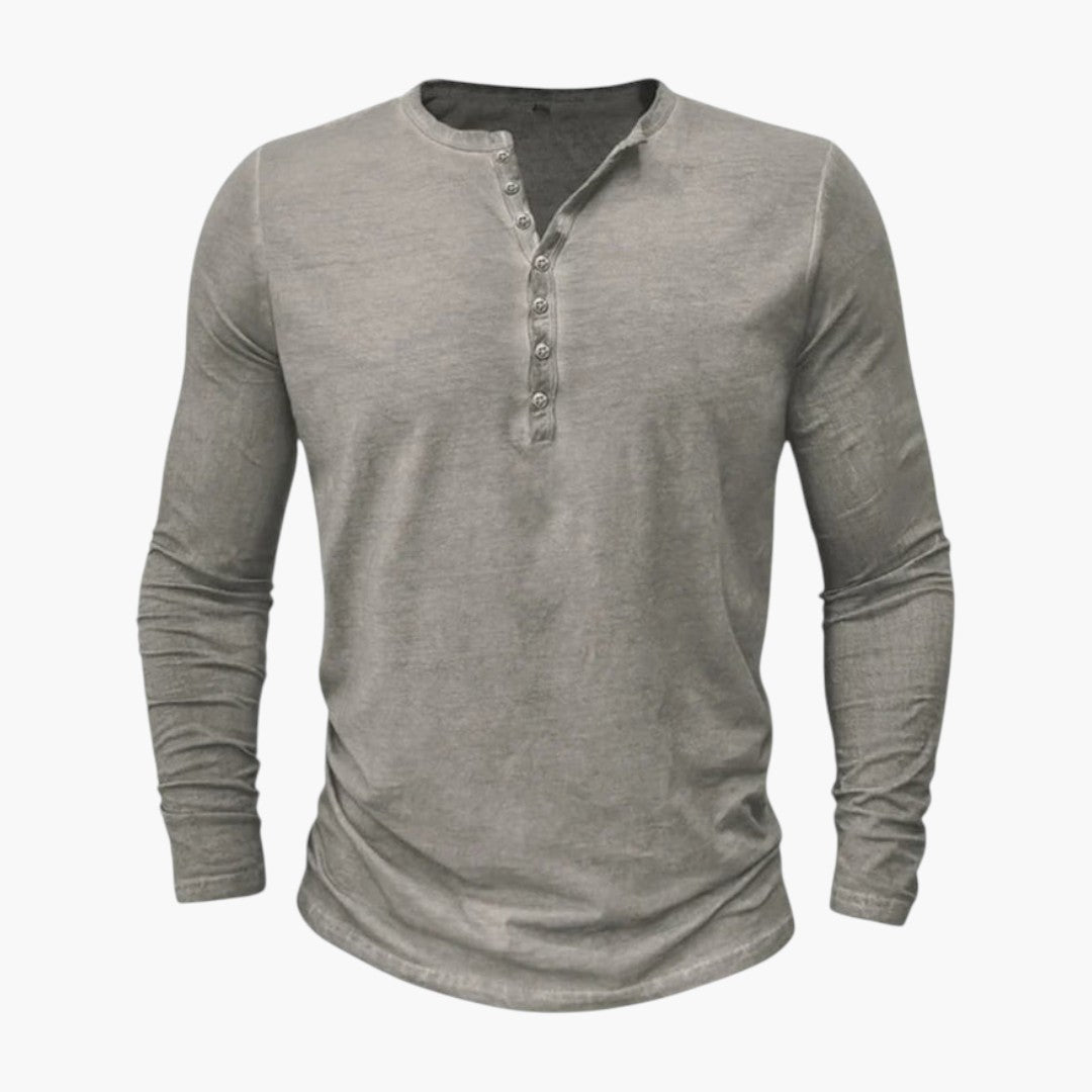 Heren Henley-overhemd met knoopsluiting