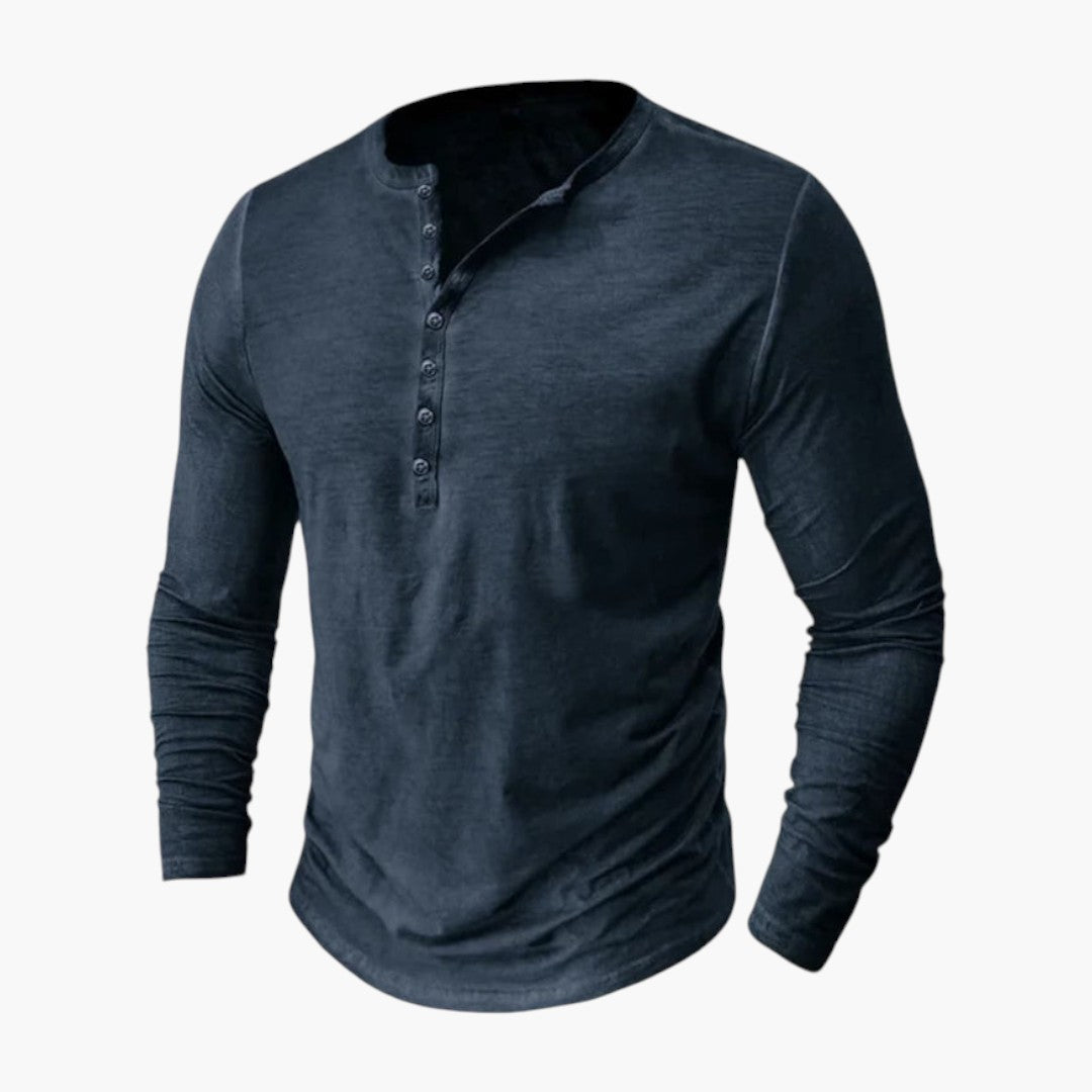 Heren Henley-overhemd met knoopsluiting