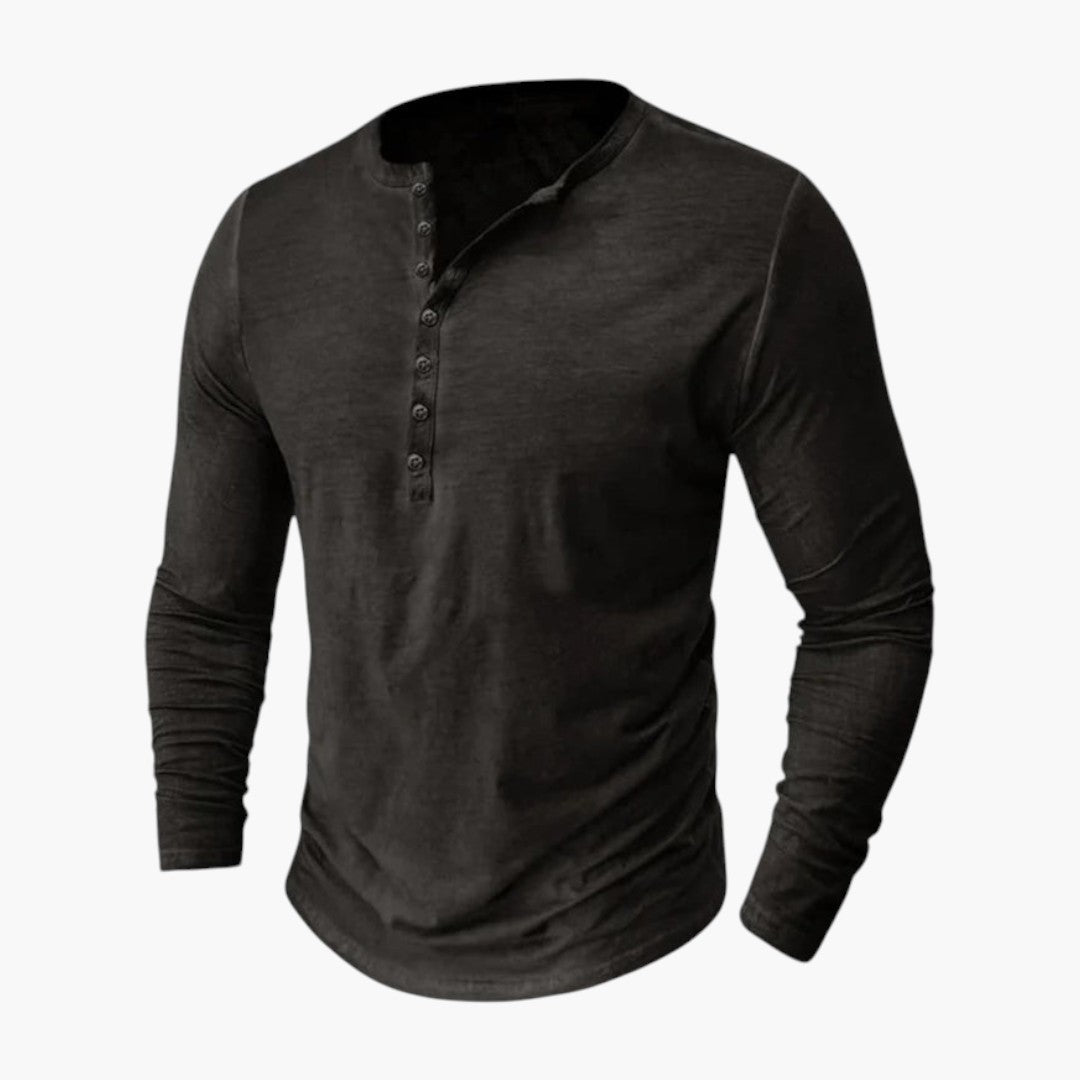 Heren Henley-overhemd met knoopsluiting