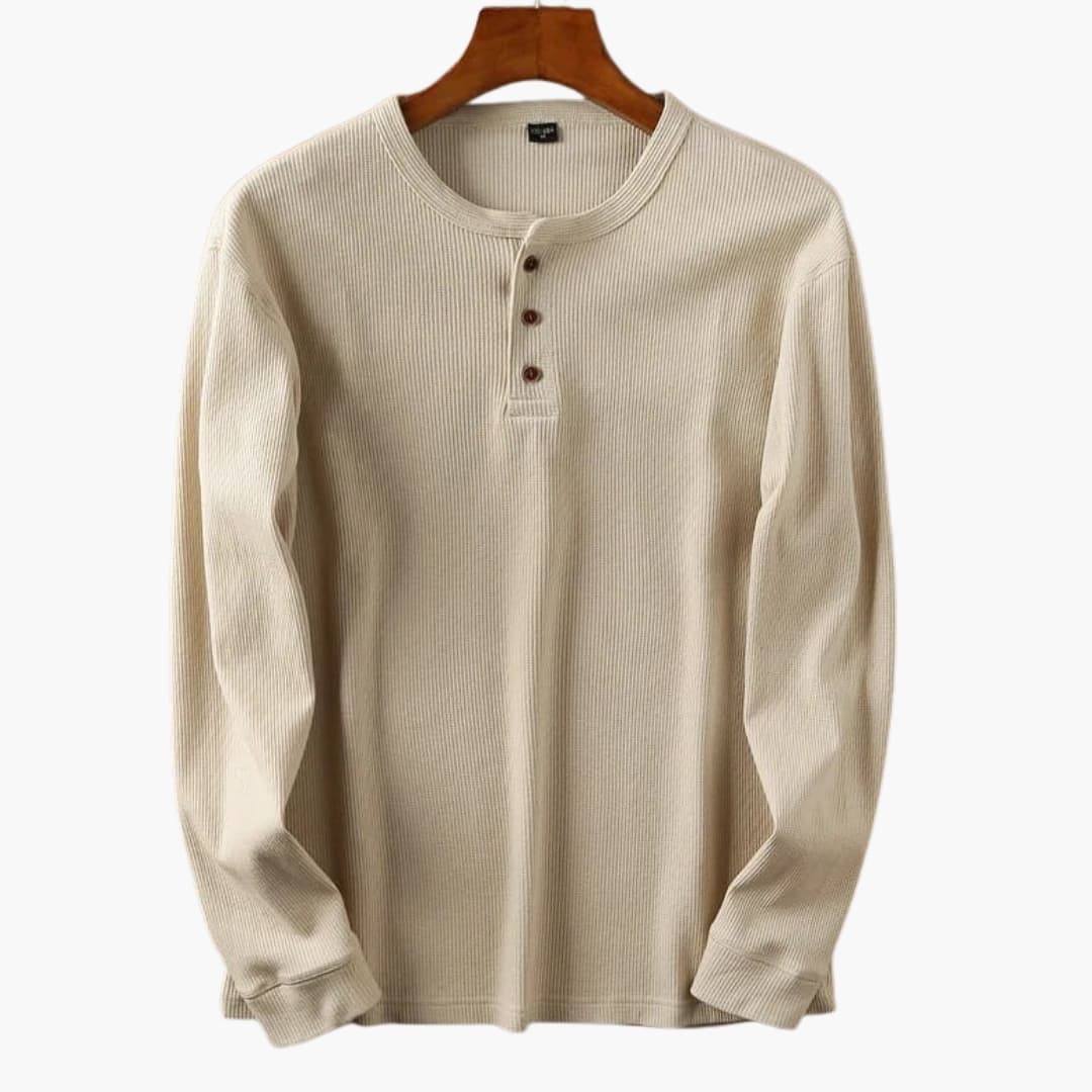 Chemise Henley homme à manches longues avec patte de boutonnage