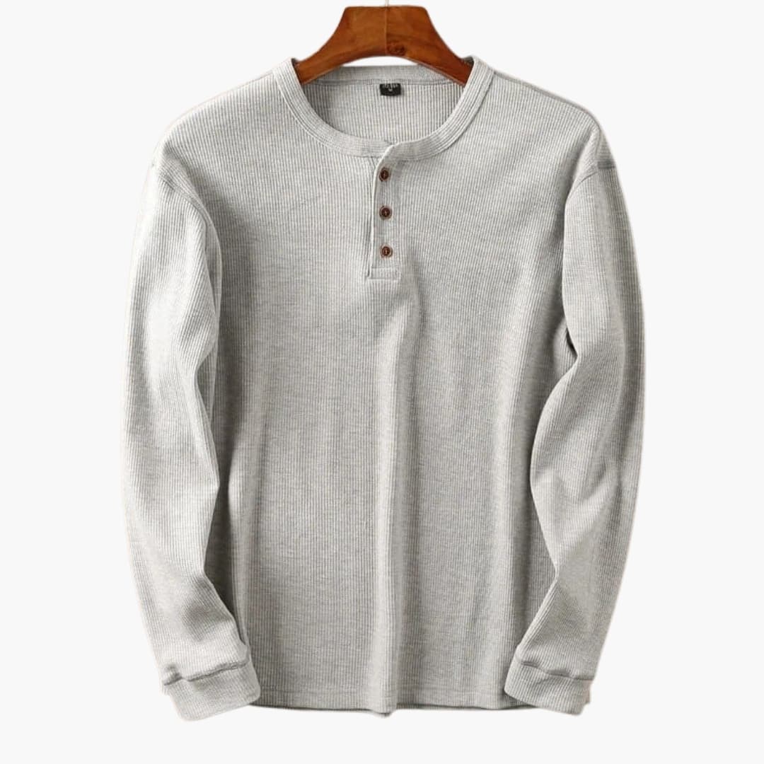 Chemise Henley homme à manches longues avec patte de boutonnage