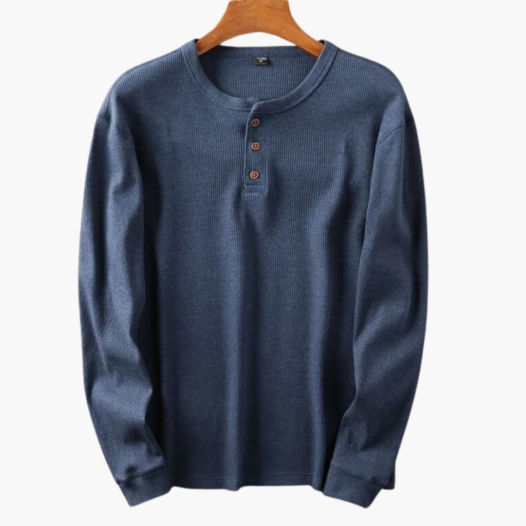 Chemise Henley homme à manches longues avec patte de boutonnage
