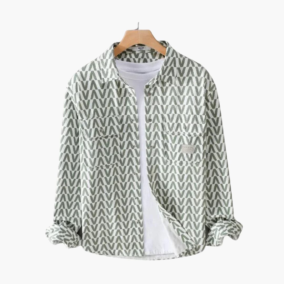 Chemise Homme à Manches Longues et Motif Géométrique