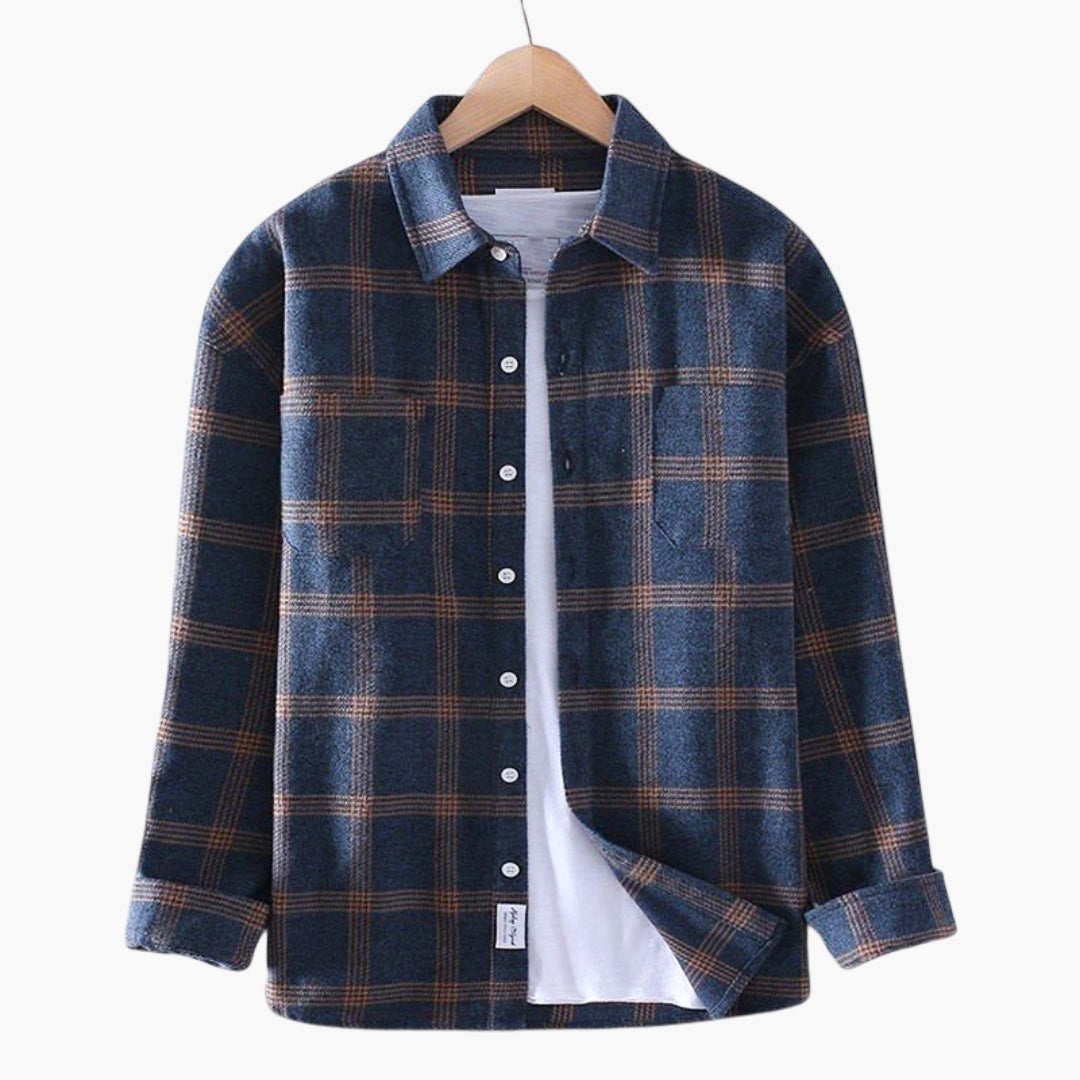 Chemise homme à carreaux avec fermeture boutons