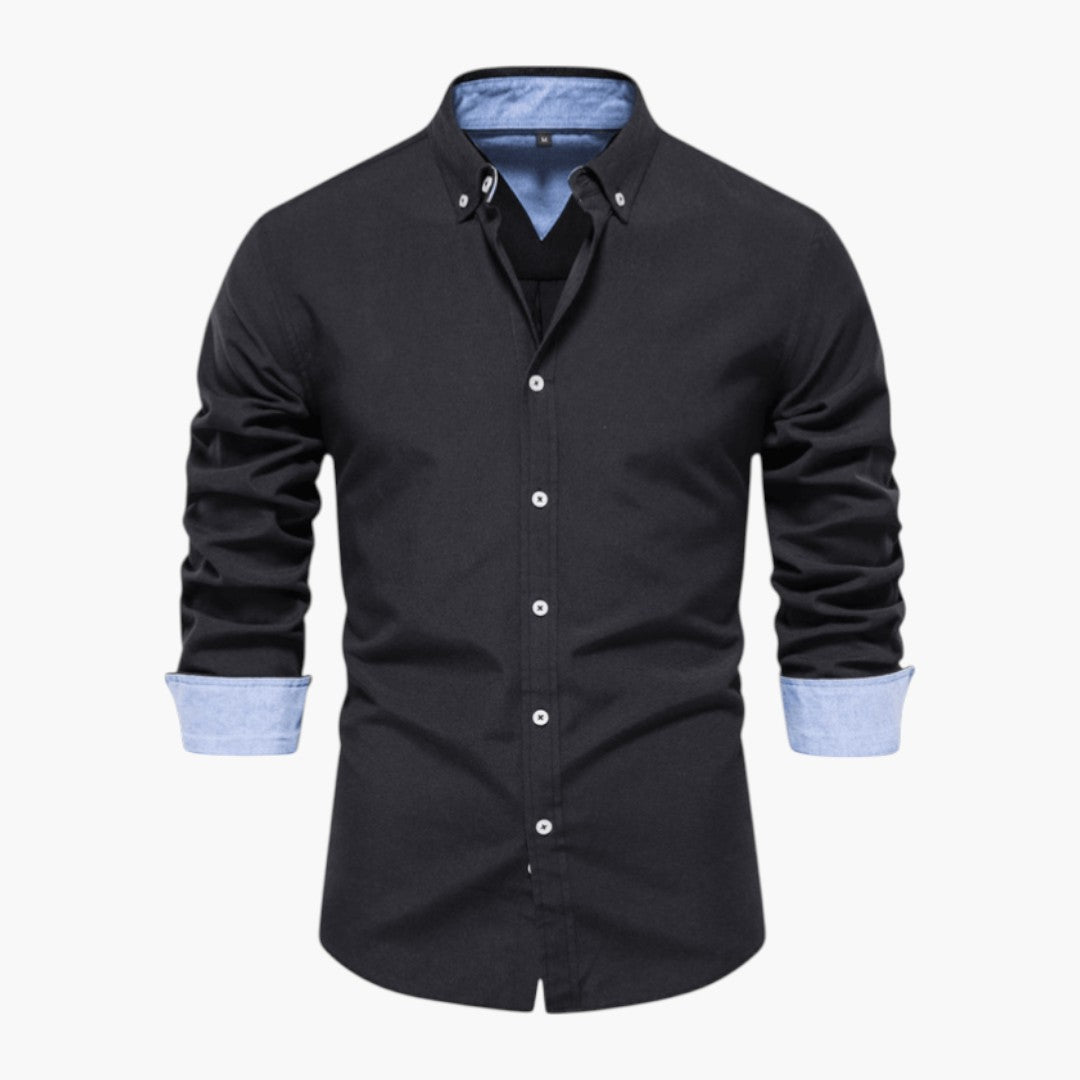 Chemise homme à col boutonné et manches longues