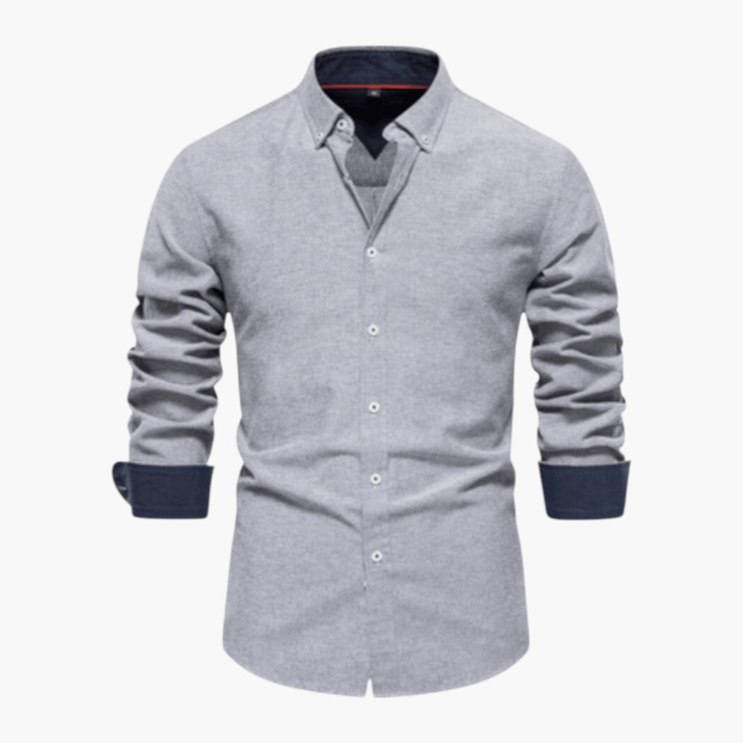 Chemise homme à col boutonné et manches longues