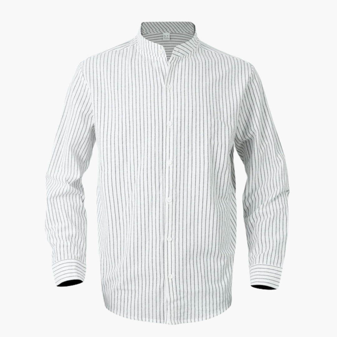 Chemise homme à col officier et motif à rayures