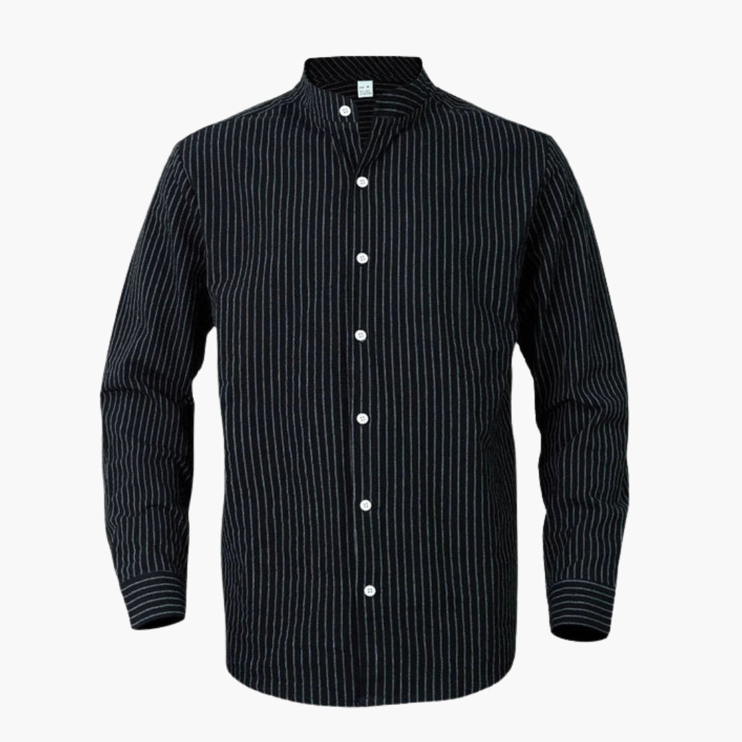 Chemise homme à col officier et motif à rayures