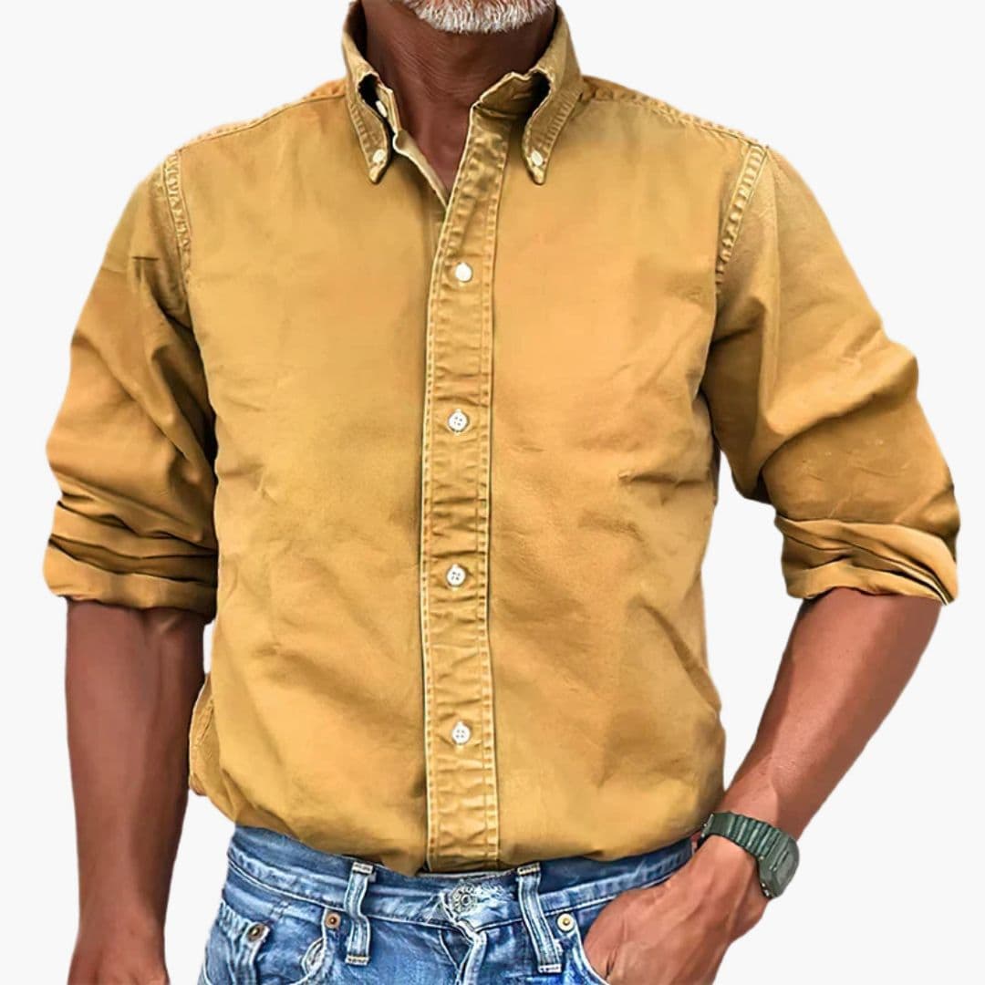 Chemise homme à effet délavé et manches longues