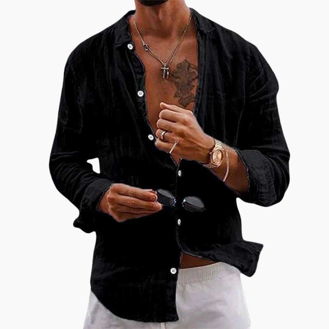 Camicia uomo con colletto e superficie tinta unita