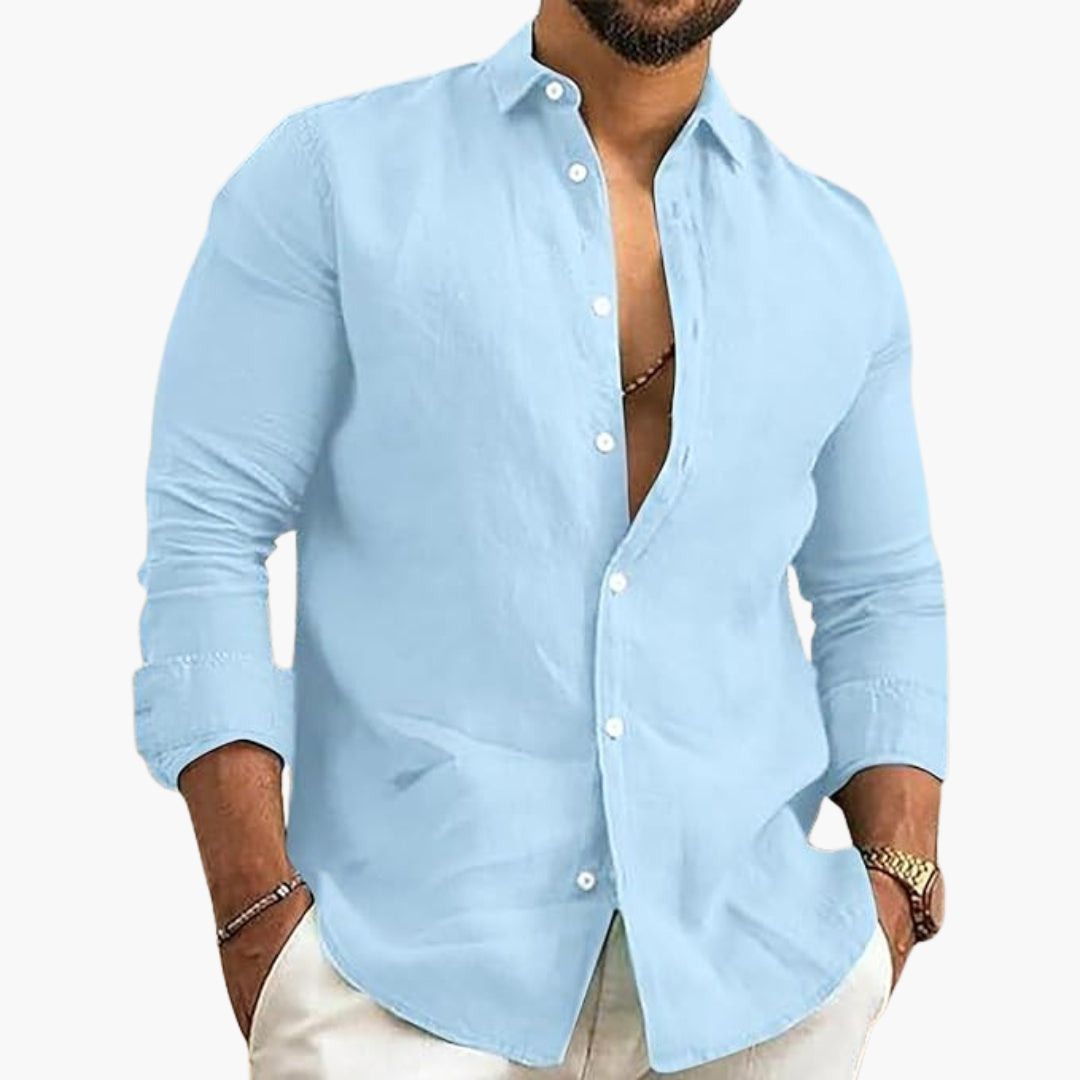 Chemise homme avec fermeture boutonnée et surface unie