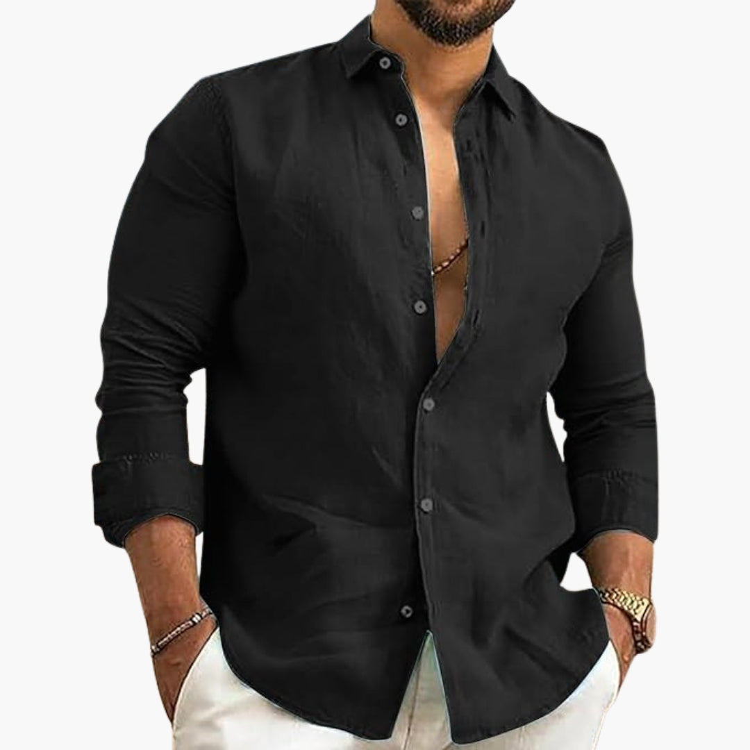 Chemise homme avec fermeture boutonnée et surface unie