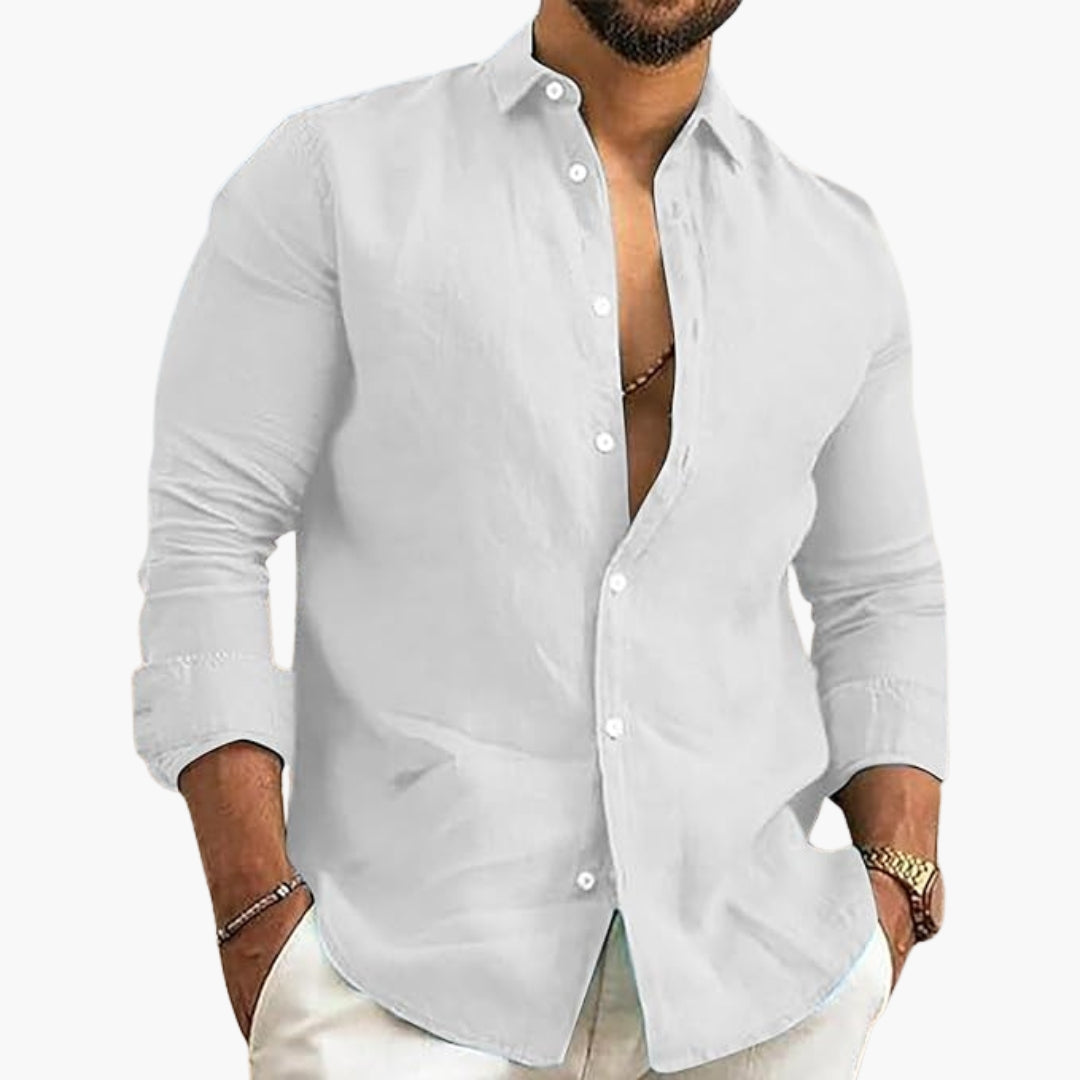 Chemise homme avec fermeture boutonnée et surface unie