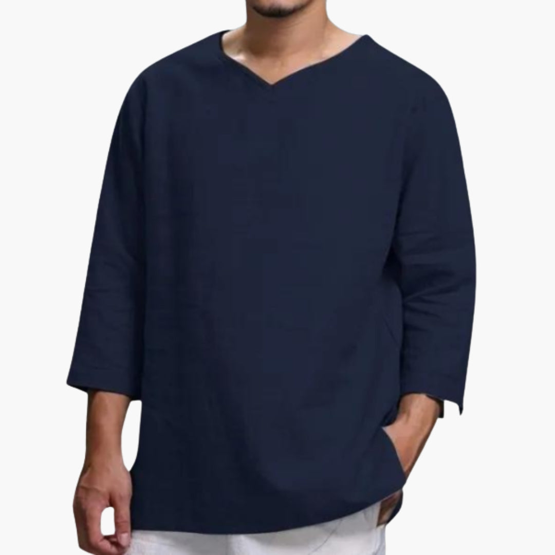 Chemise homme avec manches longues avec ourlet droit