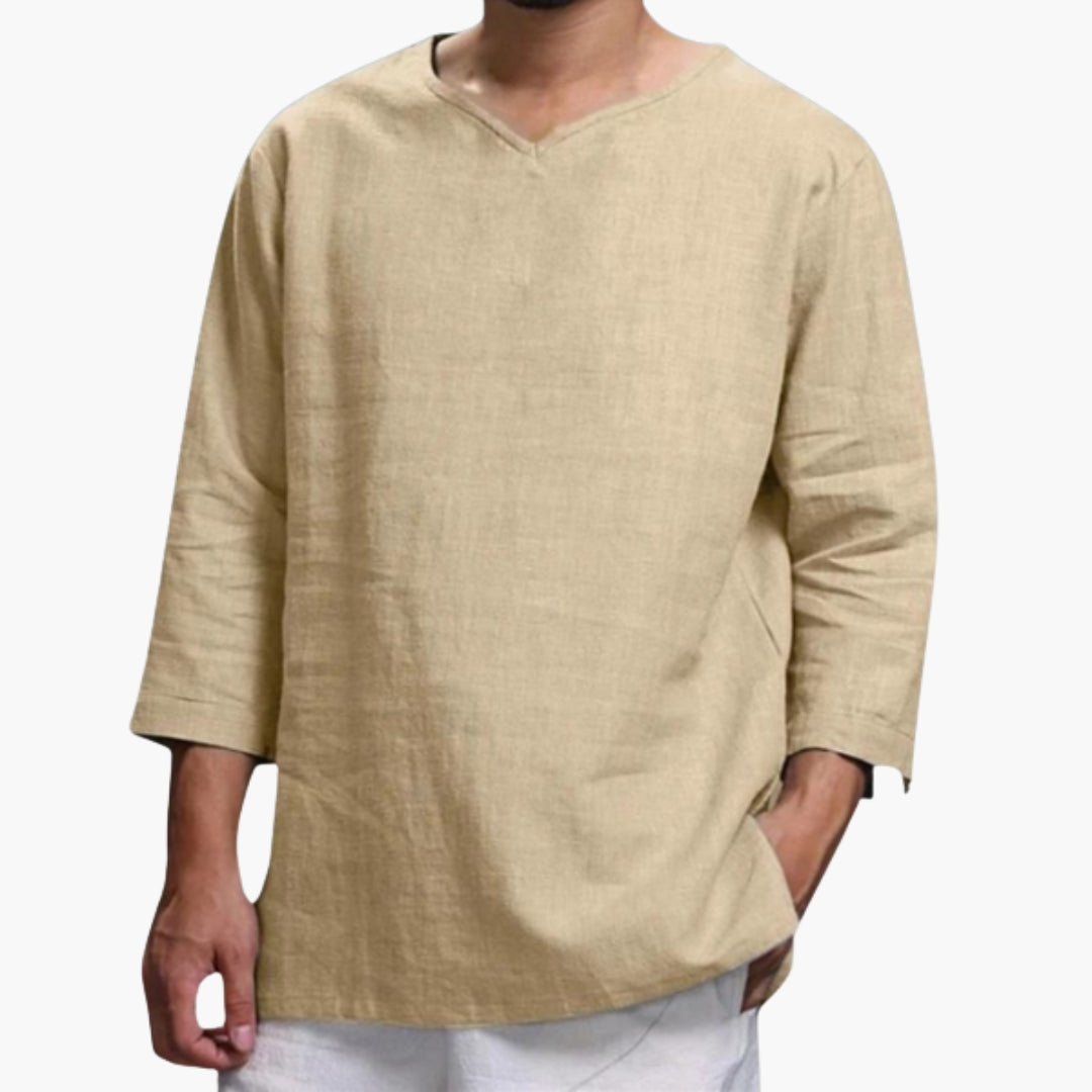 Chemise homme avec manches longues avec ourlet droit