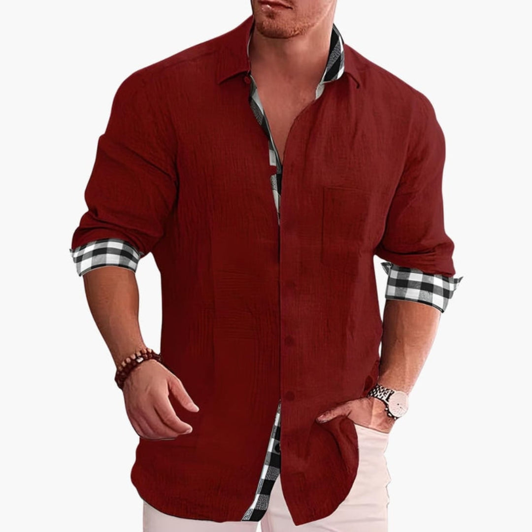 Chemise homme avec patte de boutonnage et poche poitrine