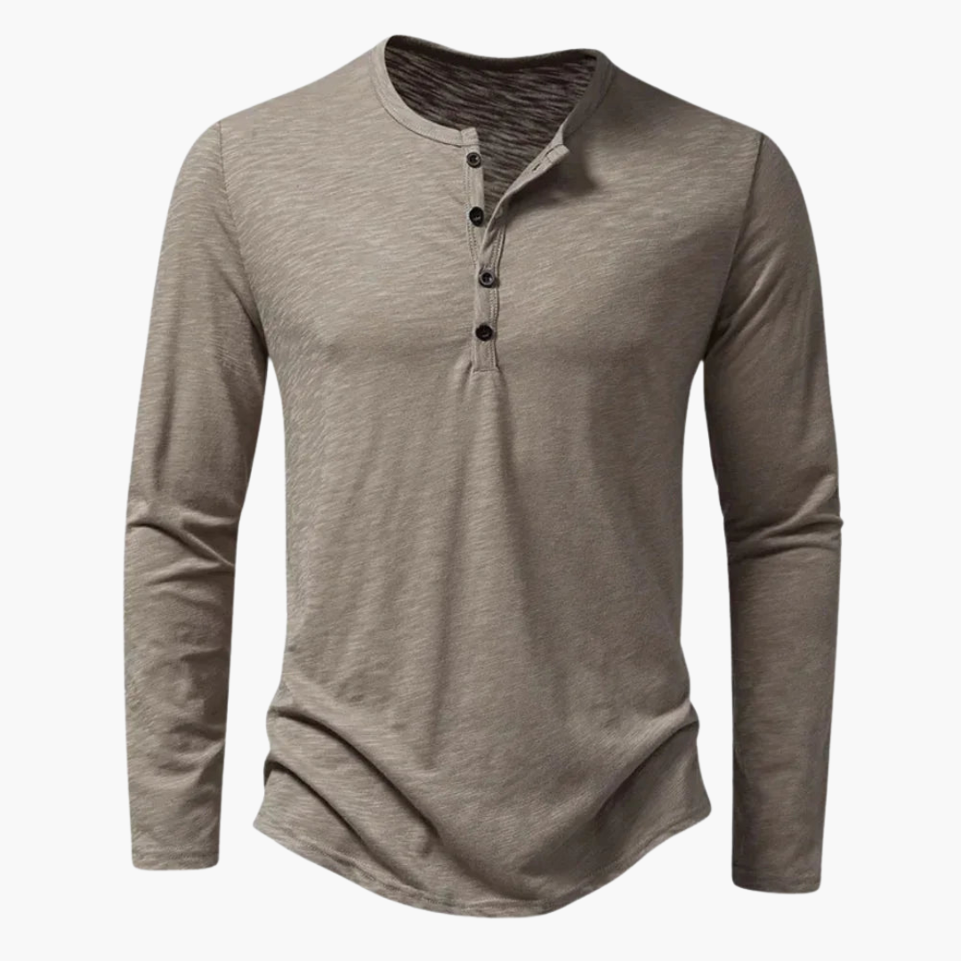 Chemise pour homme à col rond et patte de boutonnage