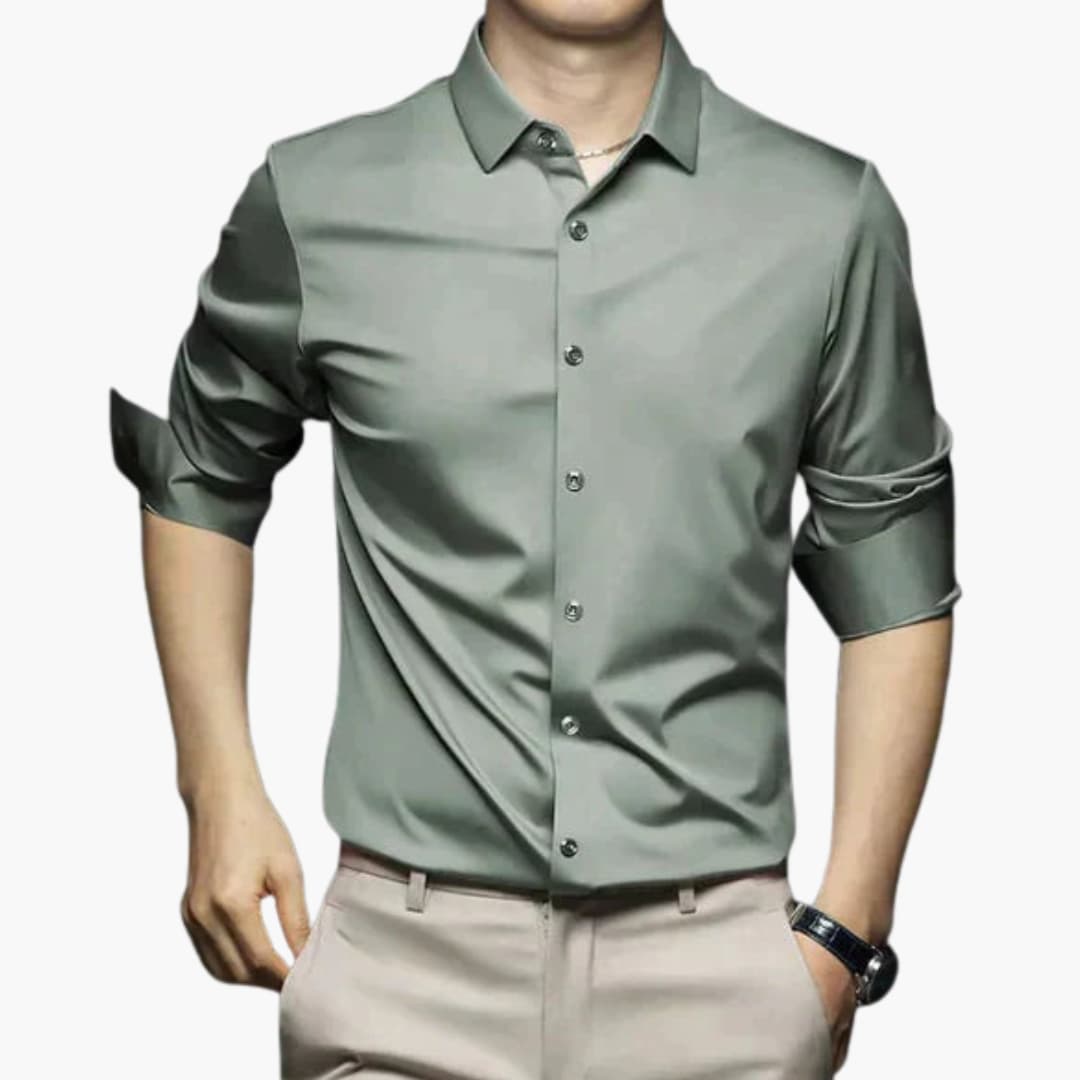 Chemise sans repassage pour homme avec fermeture à boutons