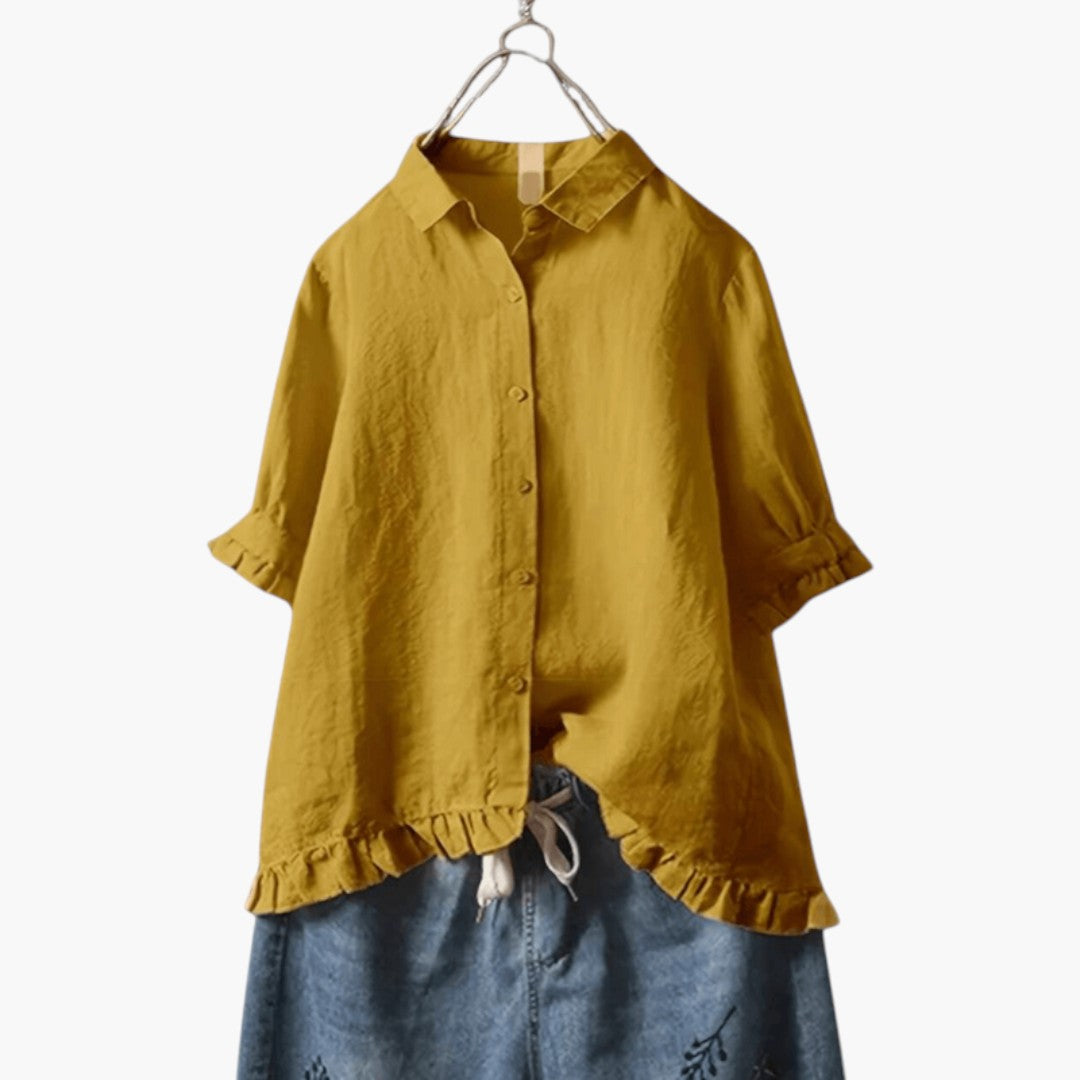 Damesblouse met knopen en korte mouwen