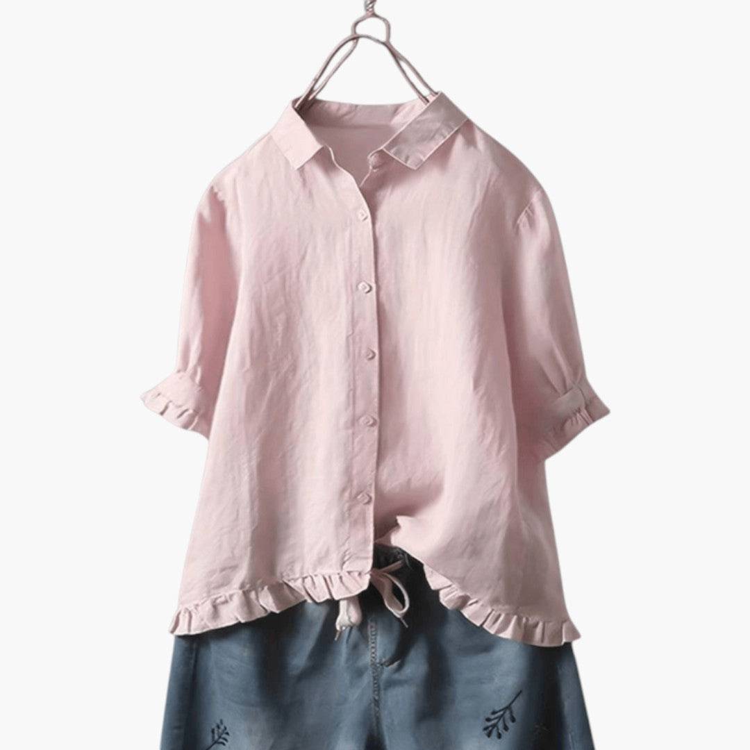 Damesblouse met knopen en korte mouwen