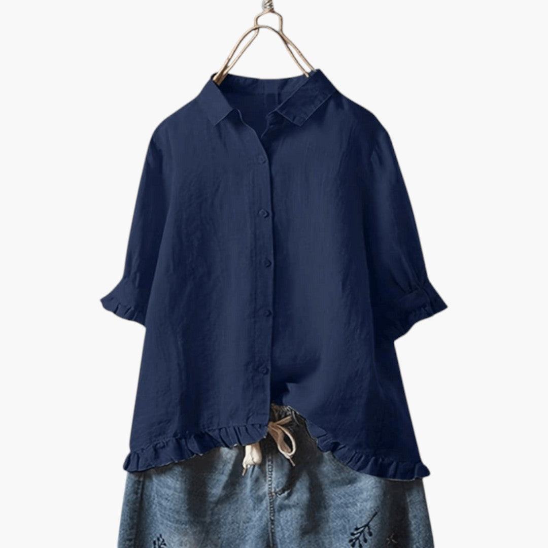 Damesblouse met knopen en korte mouwen