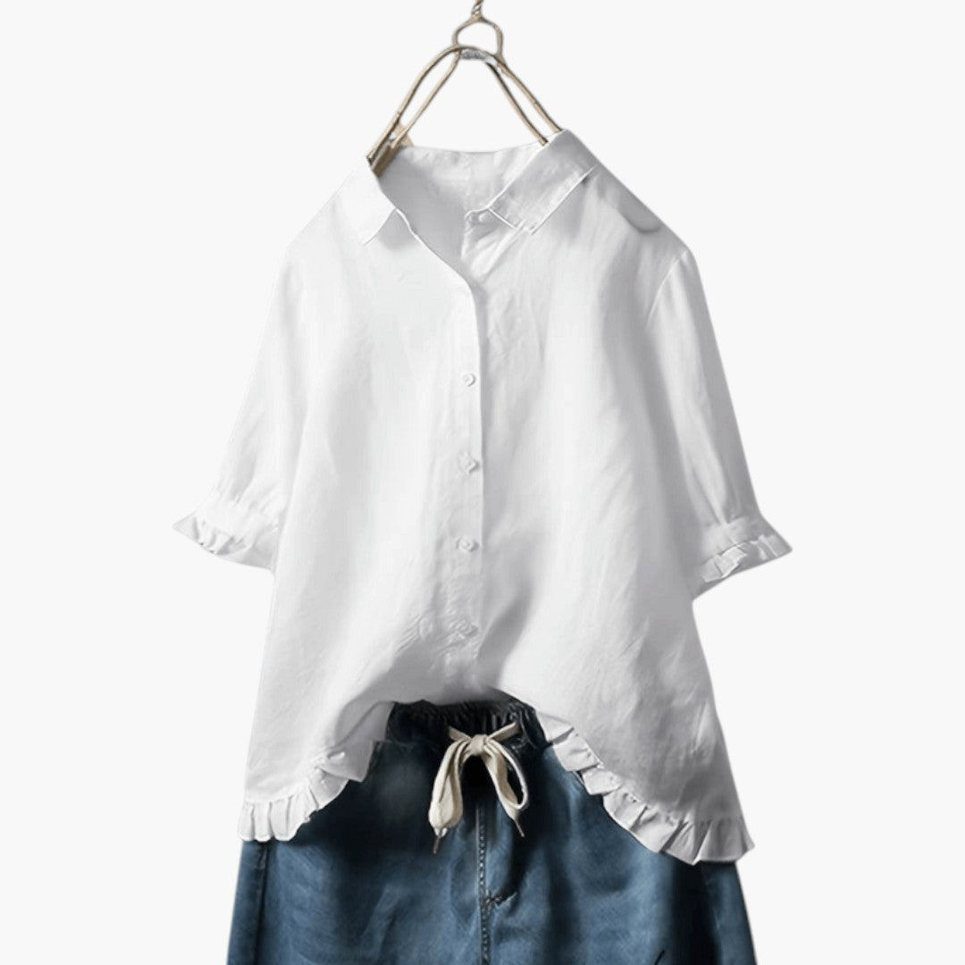 Damesblouse met knopen en korte mouwen