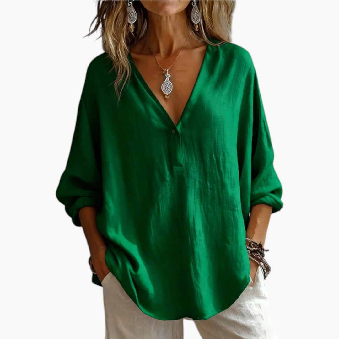 Chemisier femme avec manches longues et coupe fluide