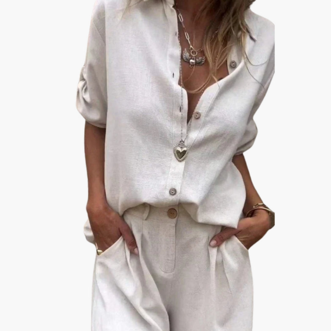 Combinaison Femme Manches Courtes avec Patte Boutonnée