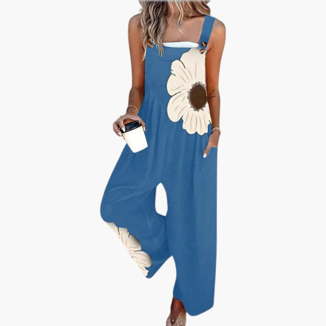 Damen-Overall mit verstellbaren Trägern und weitem Bein