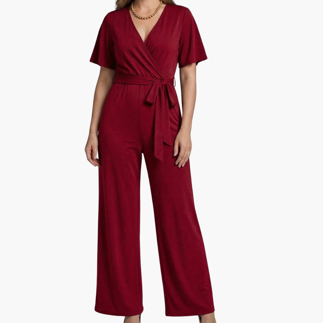 Women's Jumpsuit with Cross-Front and Tie Waist