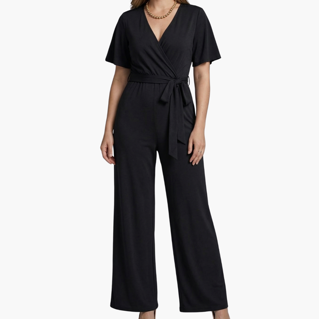 Women's Jumpsuit with Cross-Front and Tie Waist