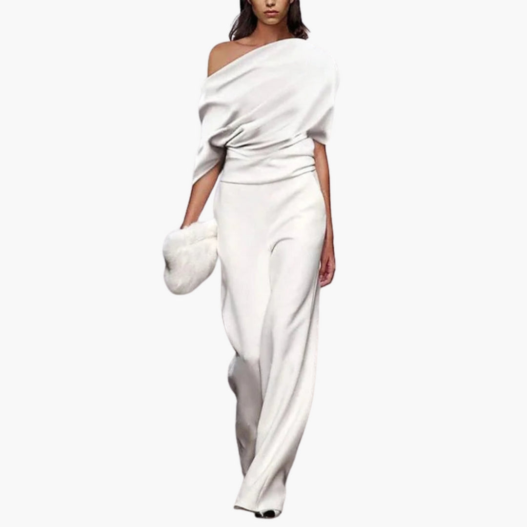 Women's Jumpsuit with Uneven Neckline