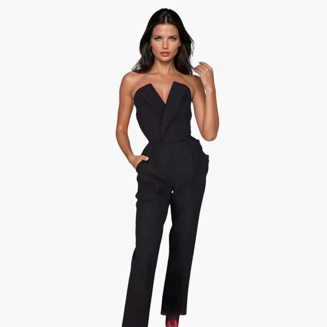 Mono bustier con pantalón ancho para mujer