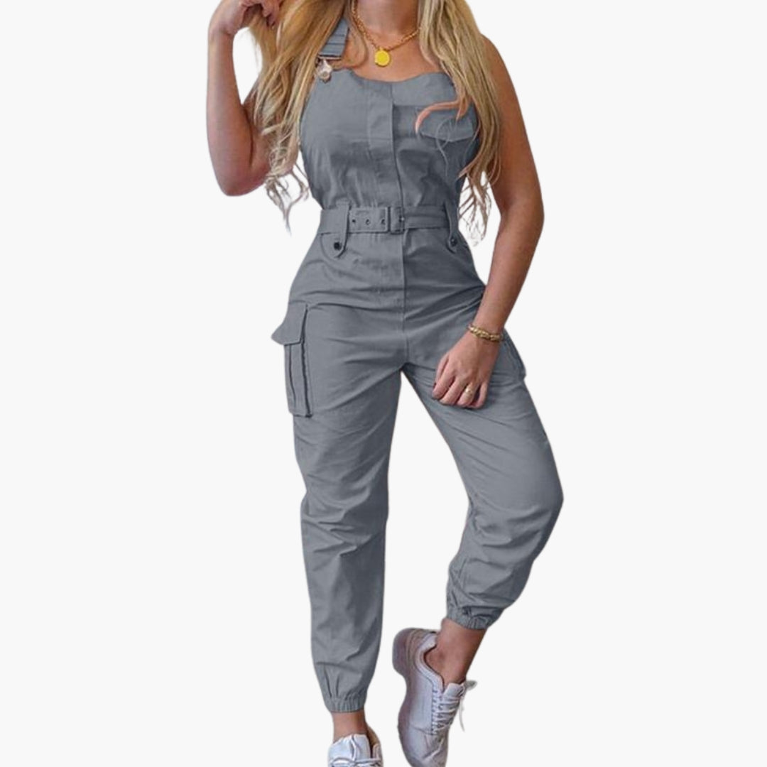 Women's jumpsuit with straps and belt