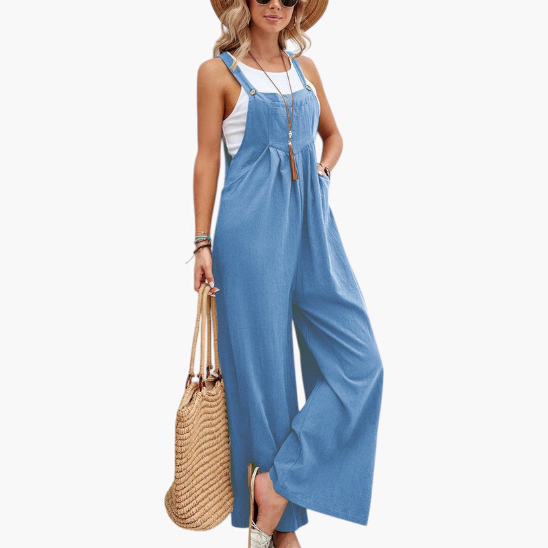 Combinaison femme à bretelles et jambes larges
