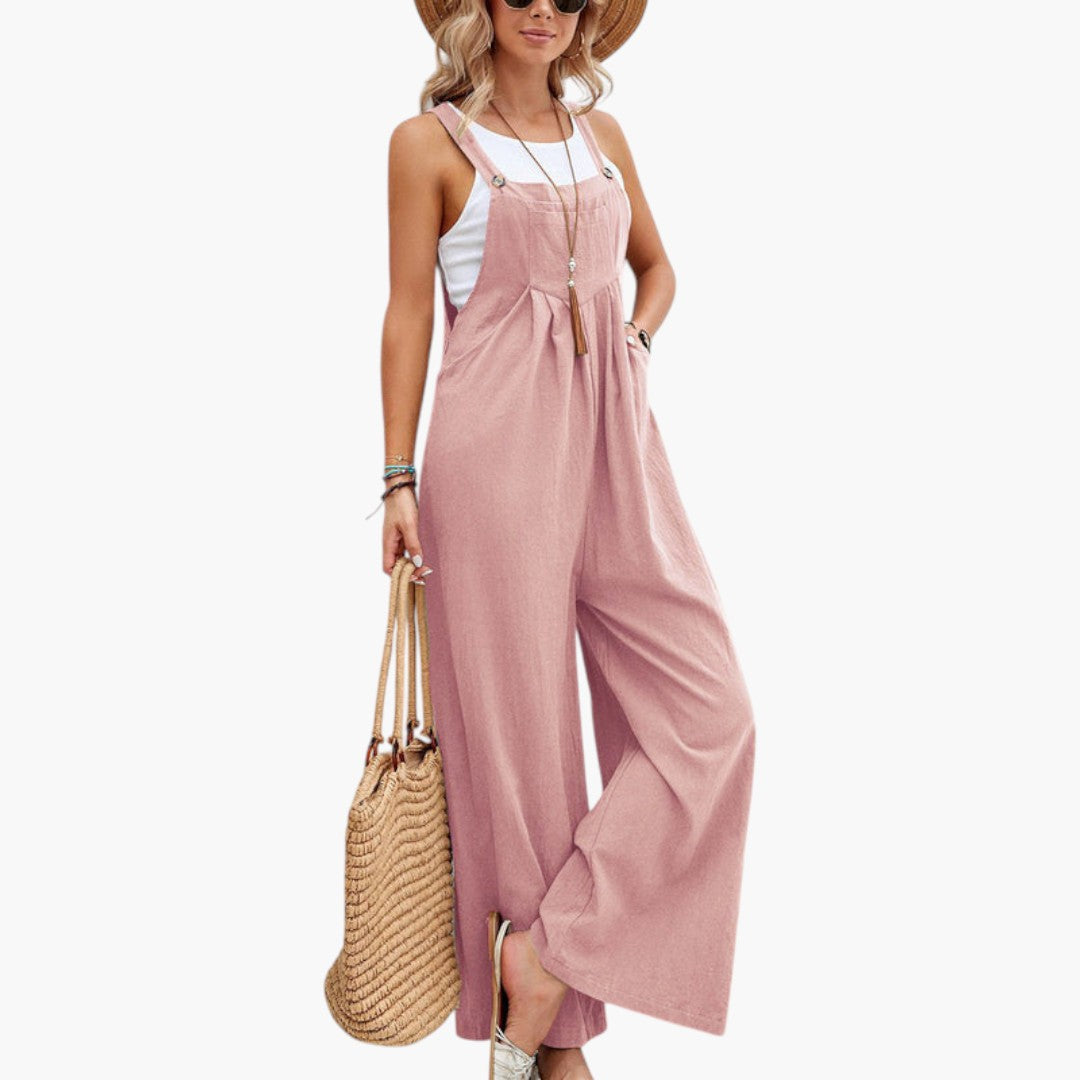 Combinaison femme à bretelles et jambes larges