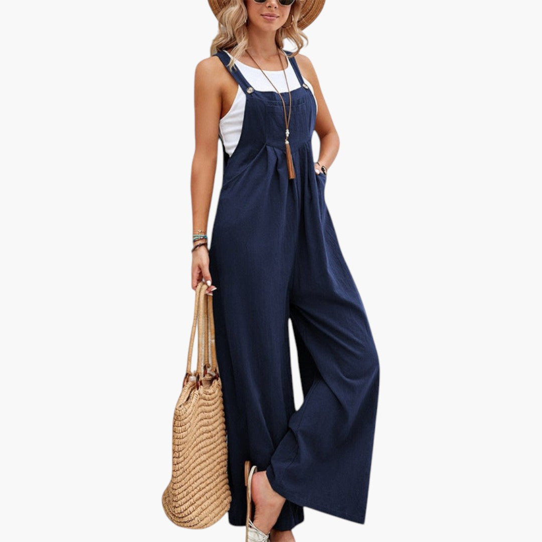 Combinaison femme à bretelles et jambes larges