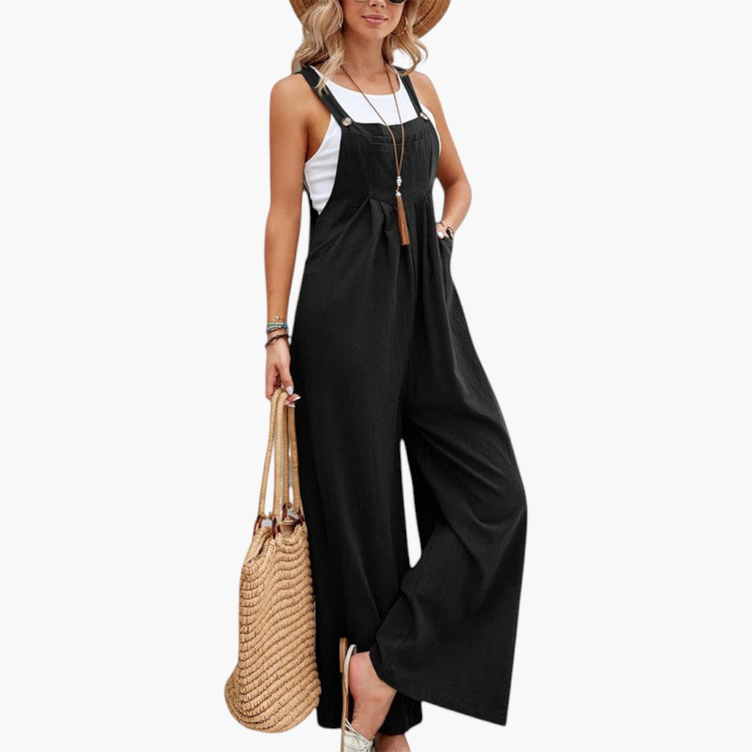 Women's jumpsuit with straps and wide legs