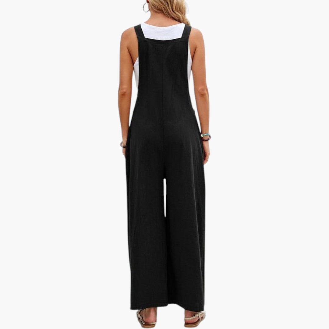 Combinaison femme à bretelles et jambes larges
