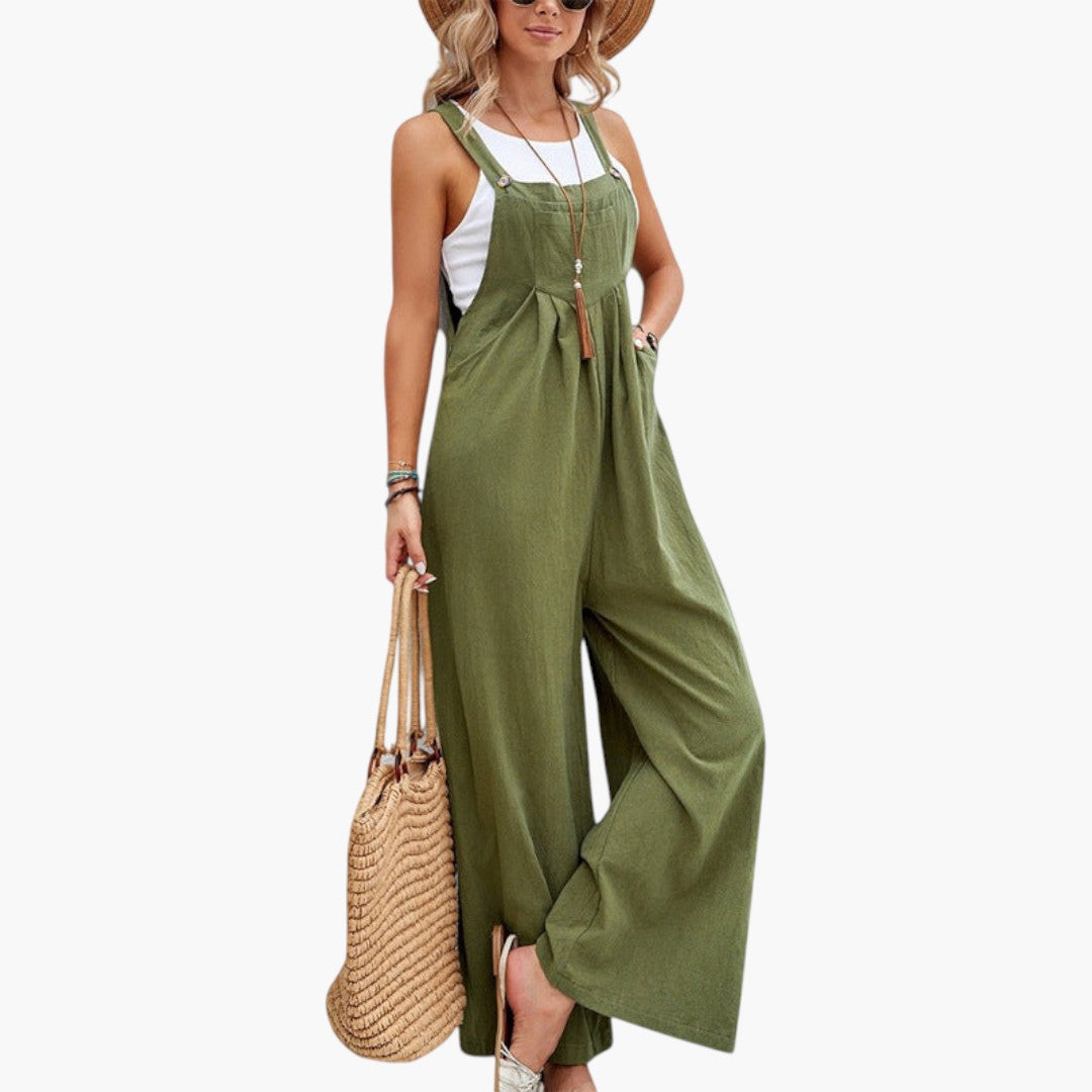 Combinaison femme à bretelles et jambes larges