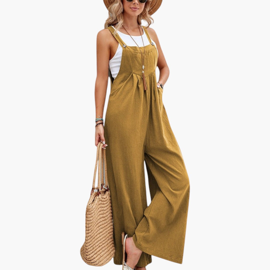 Combinaison femme à bretelles et jambes larges