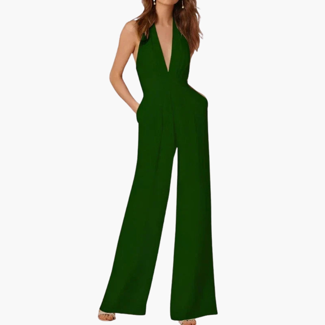 Women's jumpsuit with halter neck and wide legs