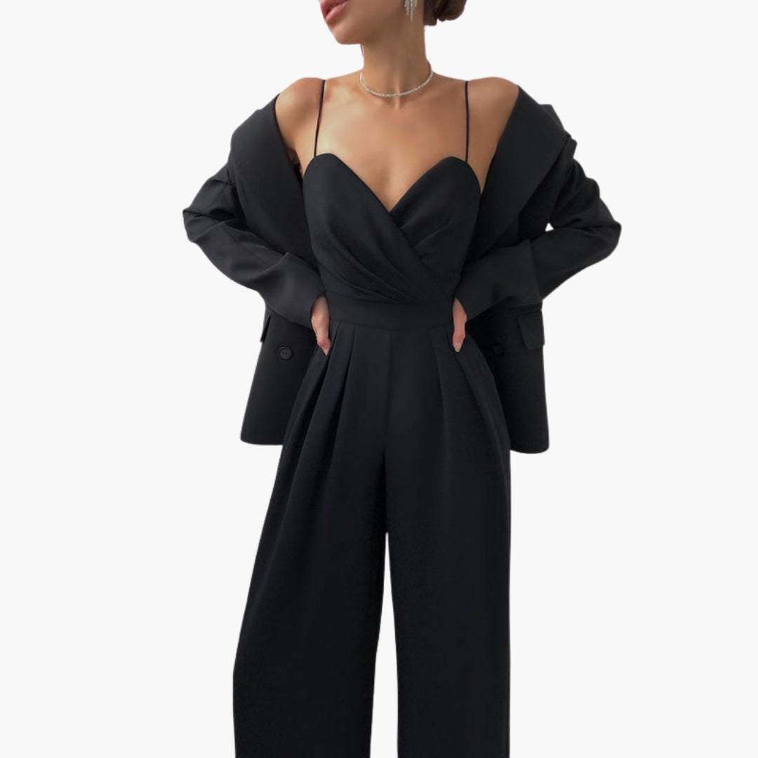 Women's jumpsuit with thin straps and straight legs
