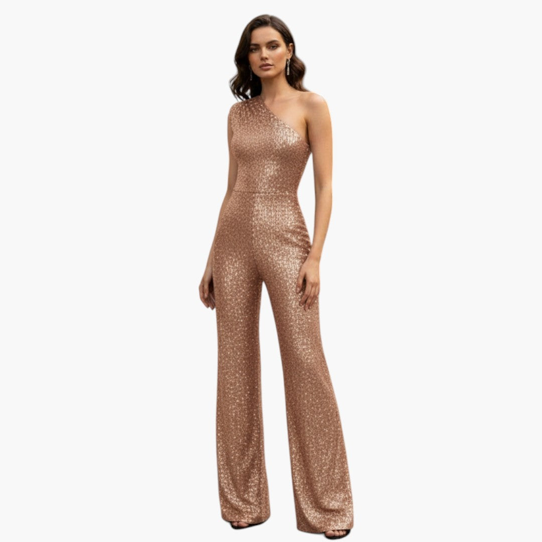 One-shoulder jumpsuit for women with wide legs